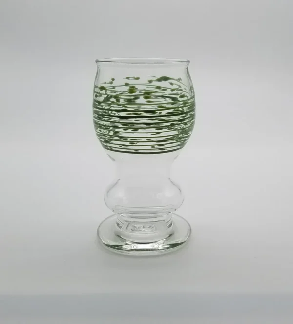 A glass with water inside of it